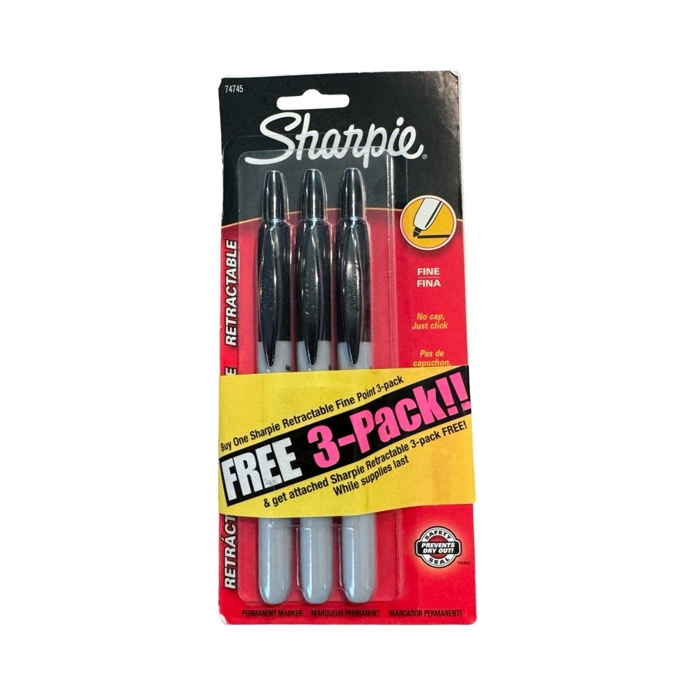 Sharpie Retractable Fine Point Permanent Markers 6-Pack Black Orange Purple